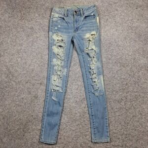 American Eagle Super Stretch Hi Rise Jegging Jeans‎ Womens 00 (24x28) Blue